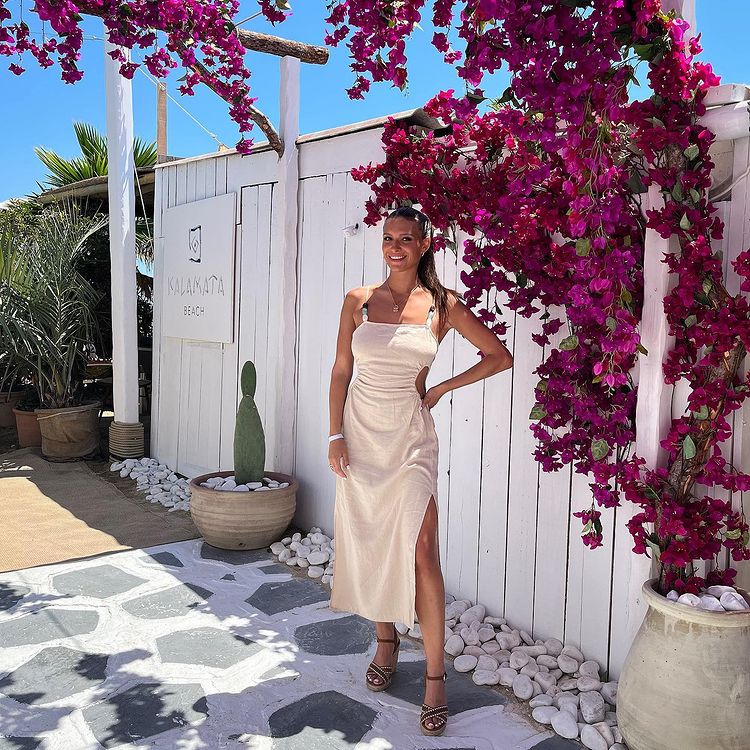 Kalamata Beach club St Tropez pretty blonde girl dresscode summer long dress 