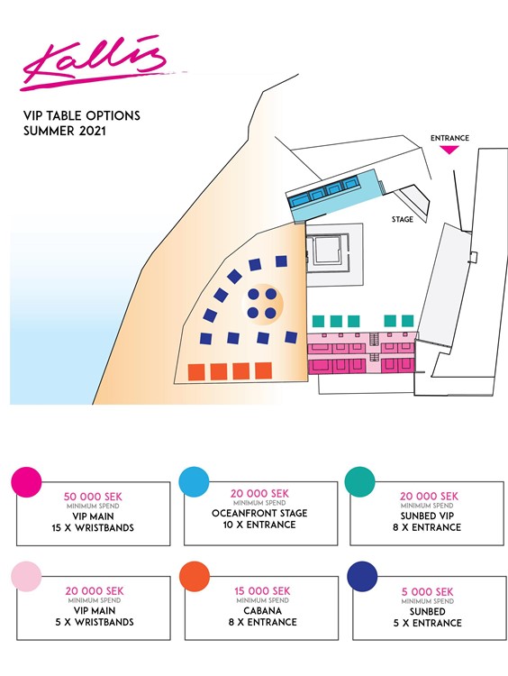 Kallis Visby map party outdoor venue tables seating lounge book vip table