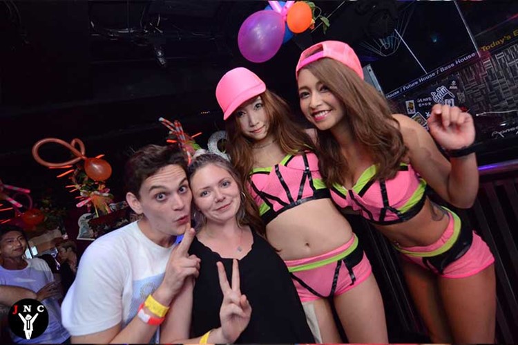 Kitsune nightclub Tokyo sexy dancers in pink underwear