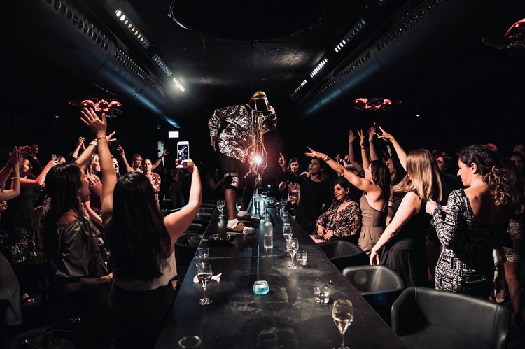 Dancing on the table at Kyoto club in Stockholm