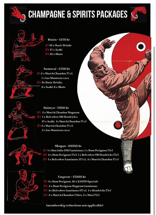 Kyoto nightclub Stockholm bottle menu prices champagne bottles bubbles packages  