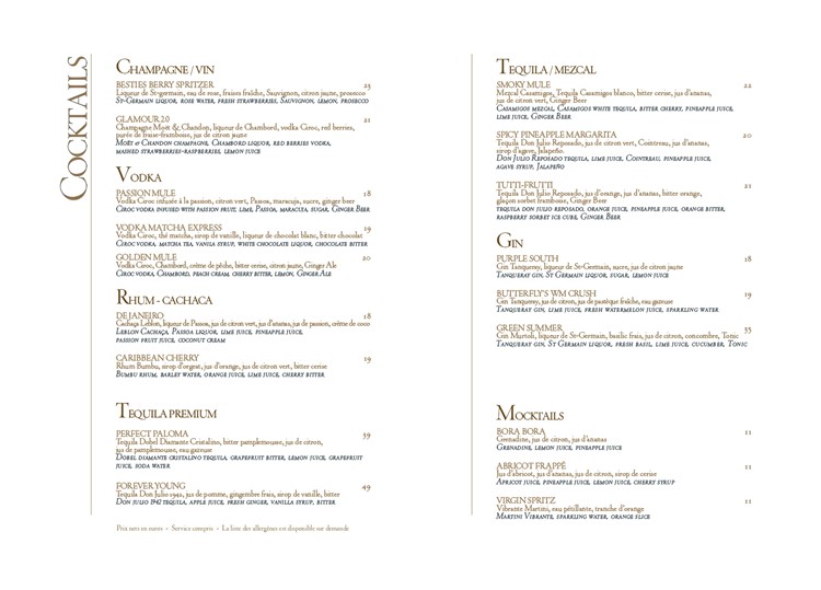 La Petite Plage club St Tropez cocktails menu alcohol drinks 