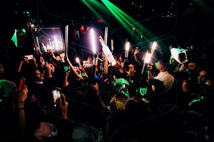 Lalaland nightclub Paris table service bottles of vodka champagne alcohol