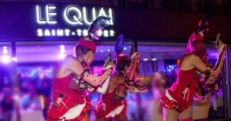le quai nightclub st tropez exotic dancers in red sexy costumes and fake guns