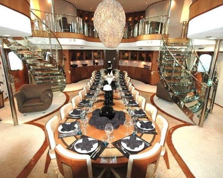 Dining table at the Legend superyacht