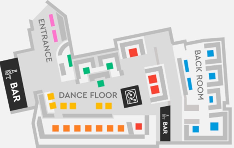 Libertine nightclub London table map seating chart dance floor bar dj booth vip premium