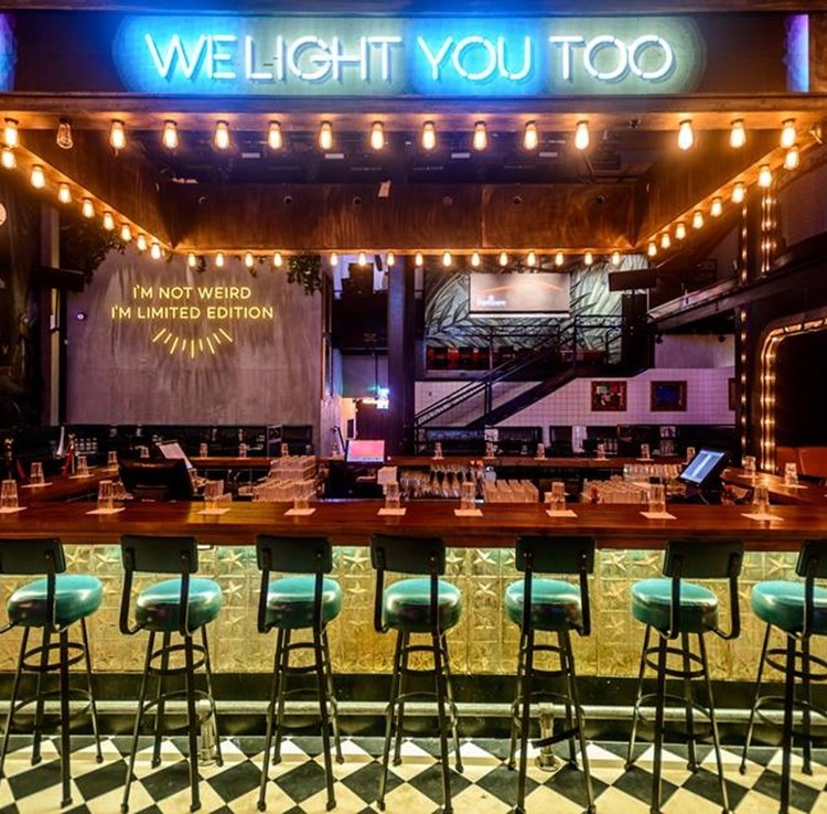 Lighthouse nightclub Tel Aviv view of the bar lights