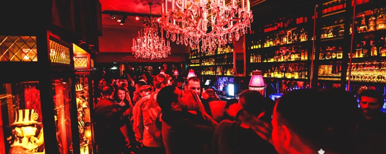 Lillie's nightclub club Dublin chandelier bar crowd having fun party drinks