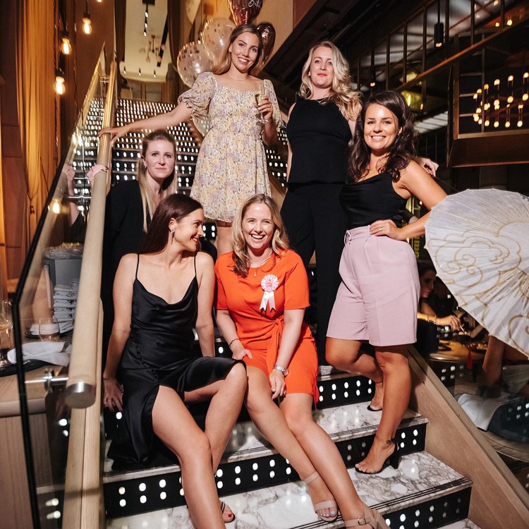 Maiden Shanghai restaurant club Dubai girls fun nightout pretty dresses birthday celebration pretty blonde brunette