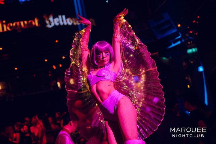 Marquee nightclub Singapore pretty dancer in costume show go out tonight