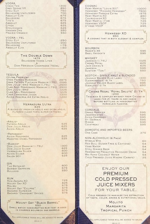 Marquee nightclub Las Vegas bottle menu prices champagne vodka rum gin cognac whisky bubbles book vip table now service