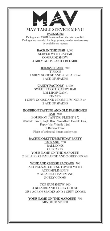 Mav nightclub Toronto packages bubbles parade celebrate hen birthday bachelor parties reserve