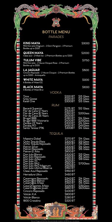 Mayamiwynwood nightclub Miami bottle menu bottles parade vodka rum tequila pricing 