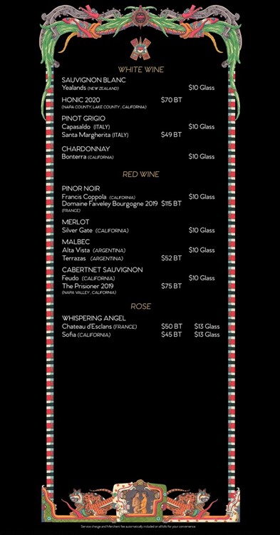 Mayamiwynwood nightclub Miami bottle menu white wine red rose wines list pricing