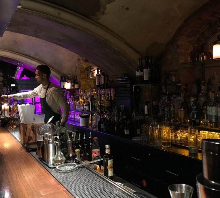 Mendeleev nightclub Moscow view of the bar alcohol drinks