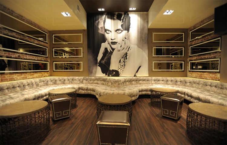 Monroe nightclub San Francisco view of the lounge area alcohol bottles