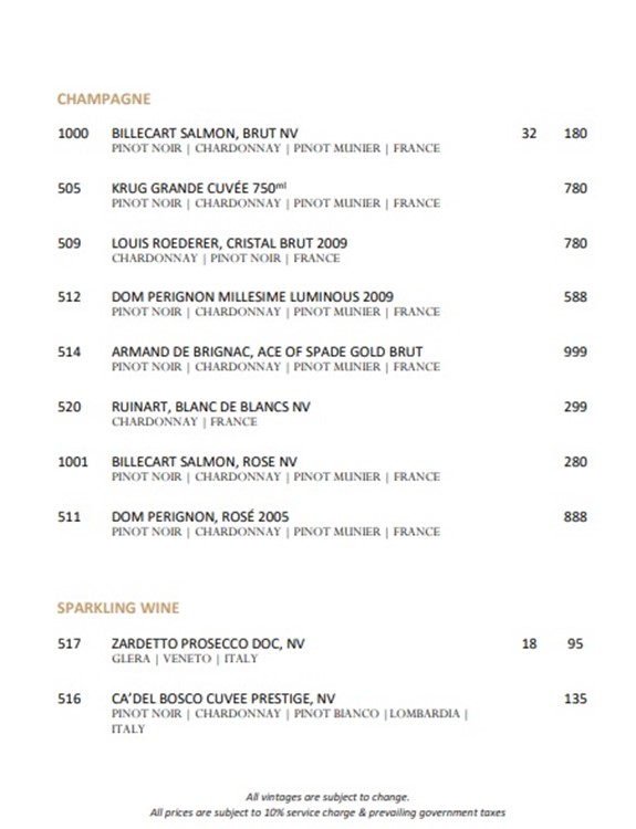 Monti club Singapore champagne sparkling wine bubbles menus prices parade hen birthday bachelor parties