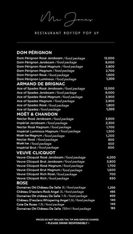 Liv nightclub bottle prices