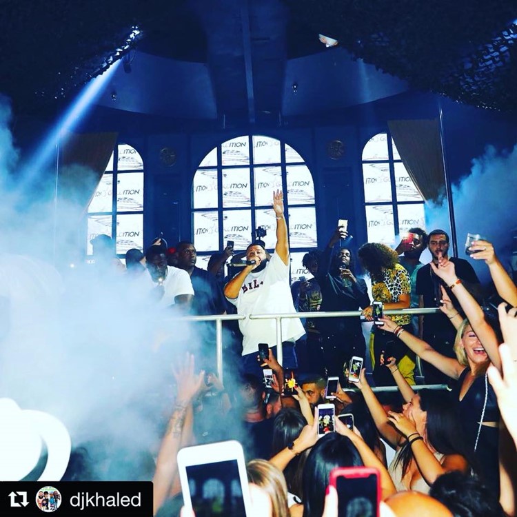 Mr Jones nightclub Miami celebrity singer rapper Dj Khaled partying