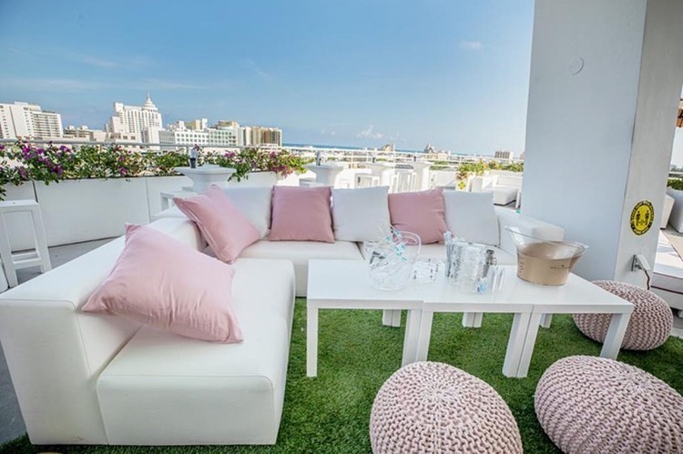 Mr Jones rooftop terrace white pink couch vip lounge