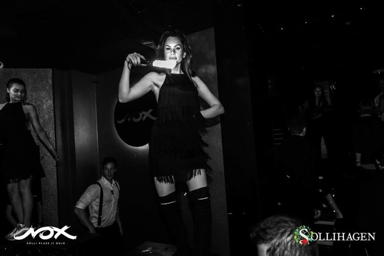 Nox and Sollihagen Club nightclub Oslo sexy dancer on stage high heel boots 