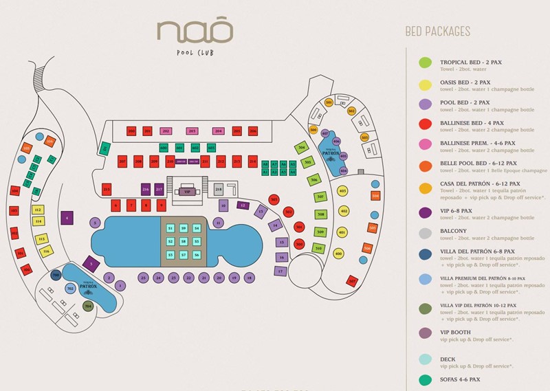 Nao Pool Club, map, Marbella, beachclub, day clubbing, sunbeds, cabanas, vip, premium 