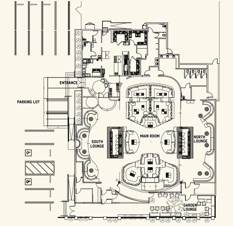 Nightingale nightclub Los Angeles map lounge dj main room booth dance floor bar vip table seating