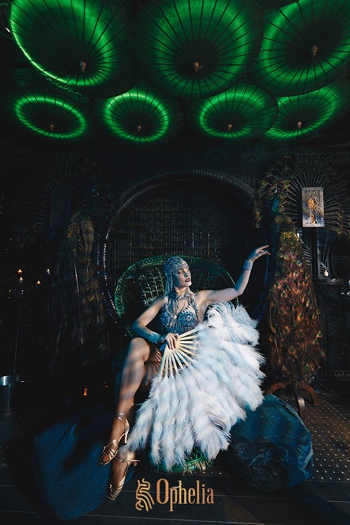 Ophelia nightclub Hong Kong dancer in costume posing famous picture spot party all night