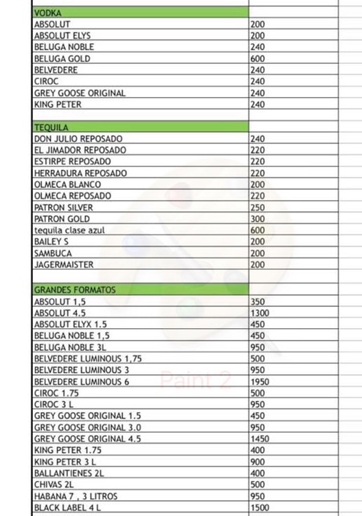 Opium nightclub Madrid bottle menu alcohol bottles prices champagne vodka rum gin cognac whisky