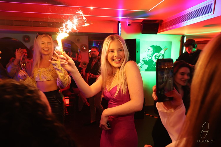 Oscars Mayfair nightclub London birthday celebration fun party bottle parade sparkles 