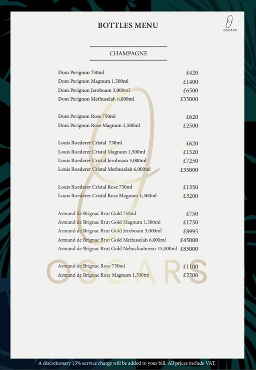 Oscars Mayfair nightclub London book your table bottle service packages drinks cocktails beverages 