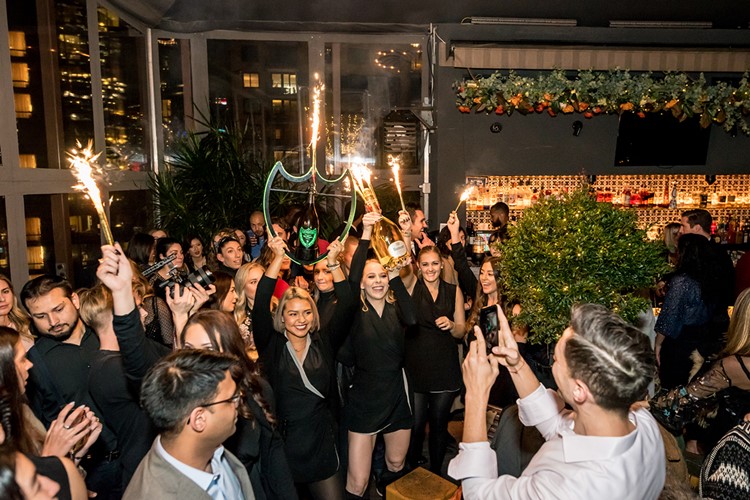 PHD Terrace club New York City alcohol bottles champagne vodka gin expensive drinks fun night celebrate book table reserve vip