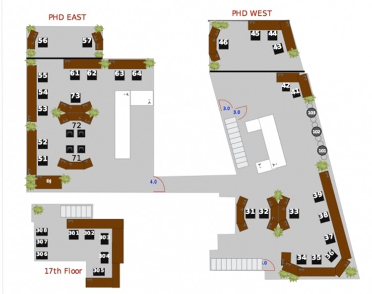 PHD Terrace New York city table map view terrace top floor