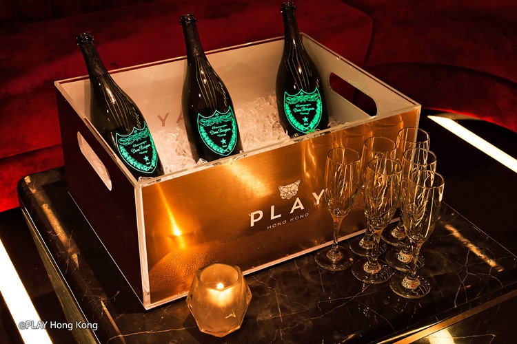 Play nightclub Hong Kong champagne bottles