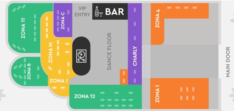 Pacha Ibiza beach club nightclub map view table zones book reserve your table in vip areas bar