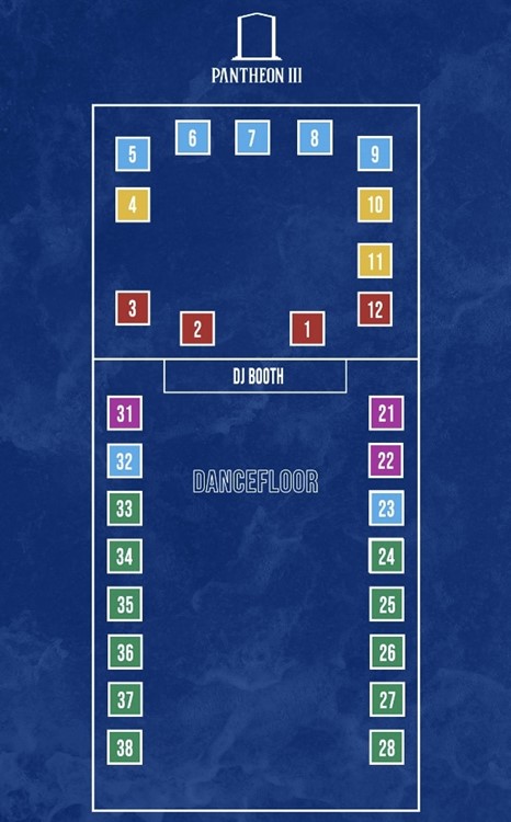 Pantheon nightclub Paris seating chart tables map premium vip regular dance floor dj