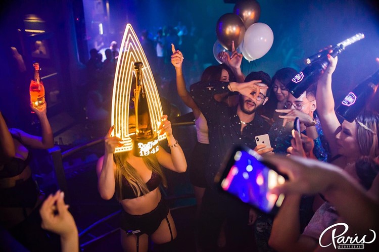 Paris in Scottsdale nightclub in Arizona bubbles champagne parade celebrate bday hen bachelor parties