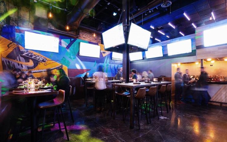 Parlay sports club Chicago view of the tv area lounge tables