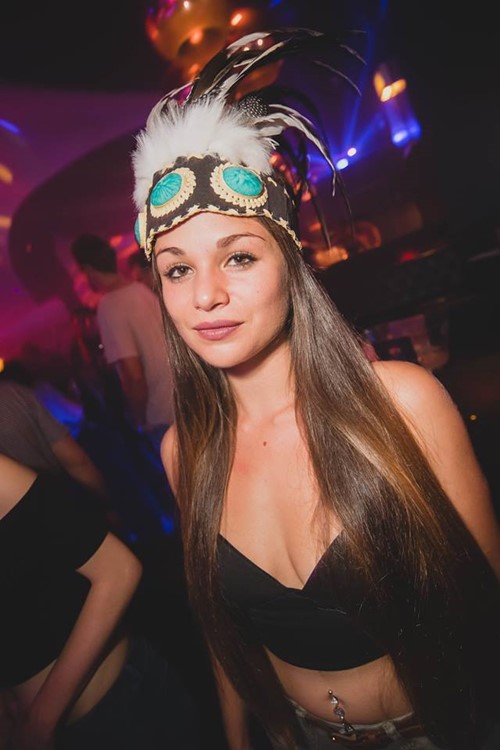 Plaza Klub nightclub Zurich brunette girl in costume fun dance alcohol