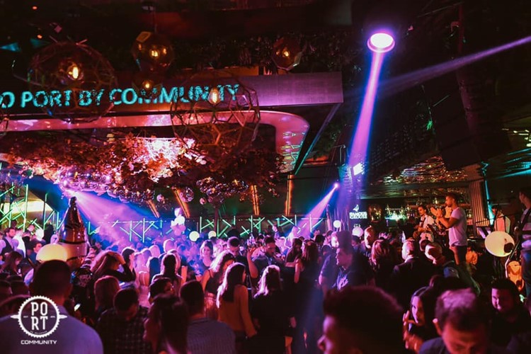 Port by Community nightclub Belgrade lights show dj mixing music partying dancing