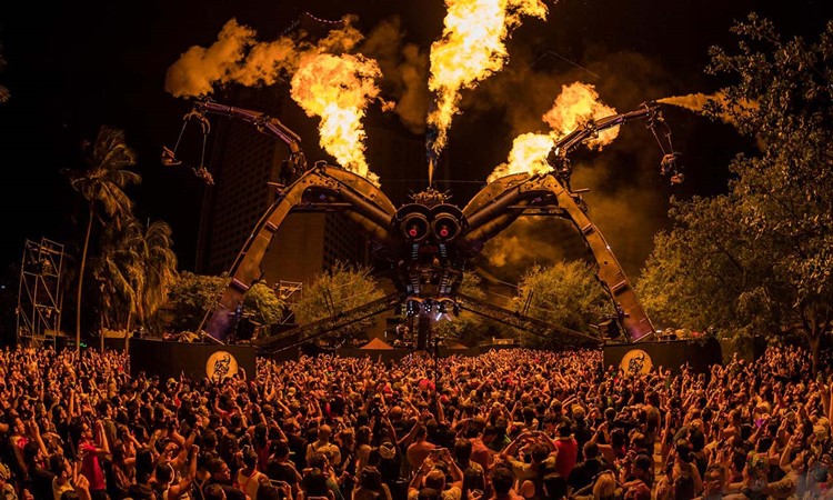 Privilege nightclub Ibiza big fire machine at festival event