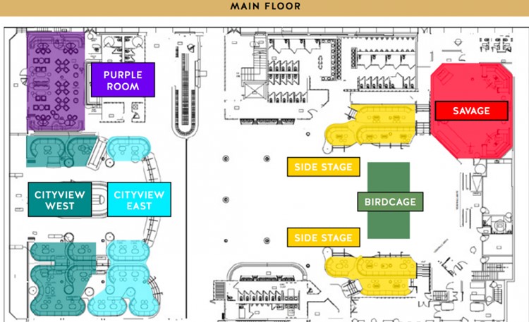 Rebel nightclub Toronto map view exclusive area vip table dance floor dj booth sitting standing tables