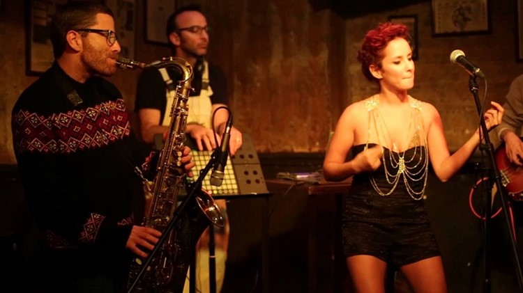 Radio EPGB nightclub Tel Aviv musicians singer blonde girl trumpet player