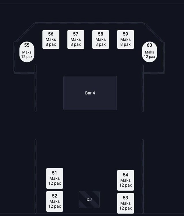 Søpavillonen nightclub in Copenhagen tables map seating chart