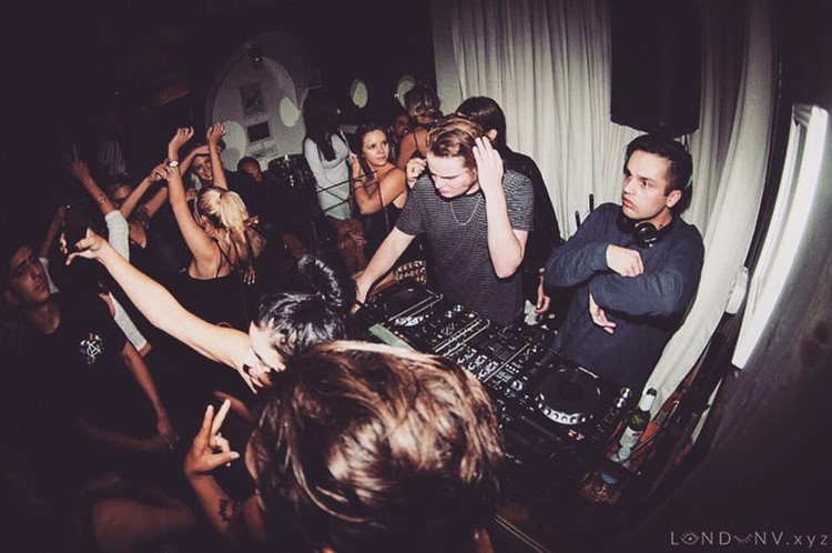 Shorebar club Los Angeles dj mixing music fun party indoor outdoors people dancing all night