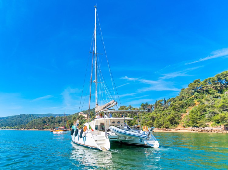 Catamaran front view