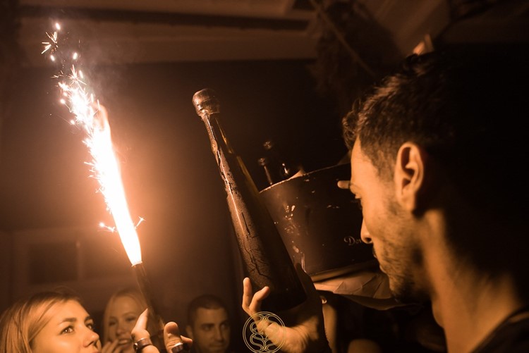 Sanctus nightclub Mykonos bottle parade celebrate birthday hen stag bachelor