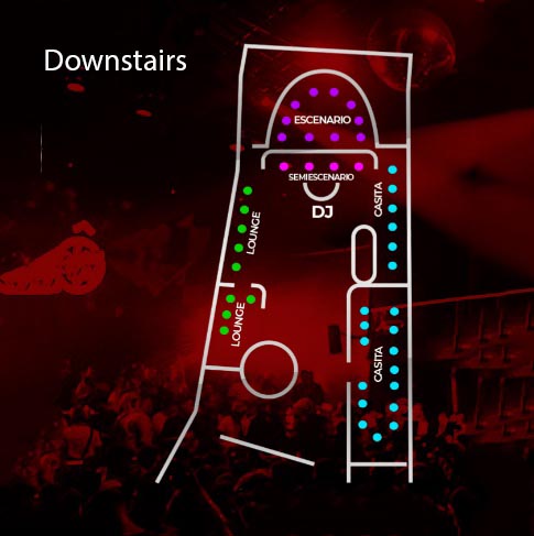 Shoko nightclub Madrid tables map chart downstairs basement lower level lounge dj dance floor vip