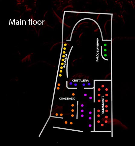 Shoko nightclub Madrid main floor table map premium vip regular tables