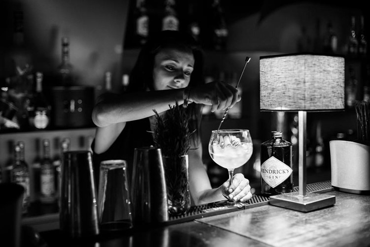 Silk Club nightclub Lisbon view of the barman mixing alcoholic drinks